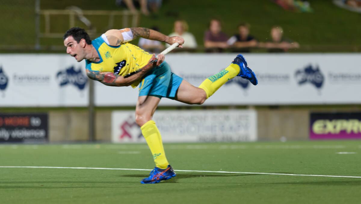 Lethal weapon: Kieran Govers in action during his return to the Australian side in Darwin. Hockey Australia/Russell Brown