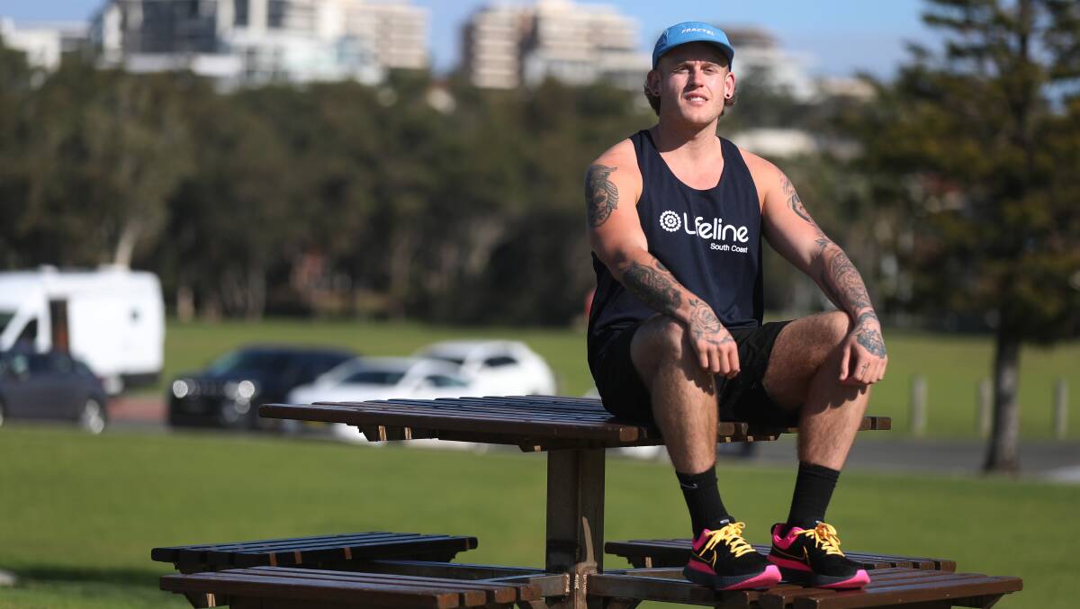 Stepping forward: Having overcome mental illness, Coby Watts will raise money for Lifeline during Sunday's Wollongong Half Marathon. Picture: Robert Peet