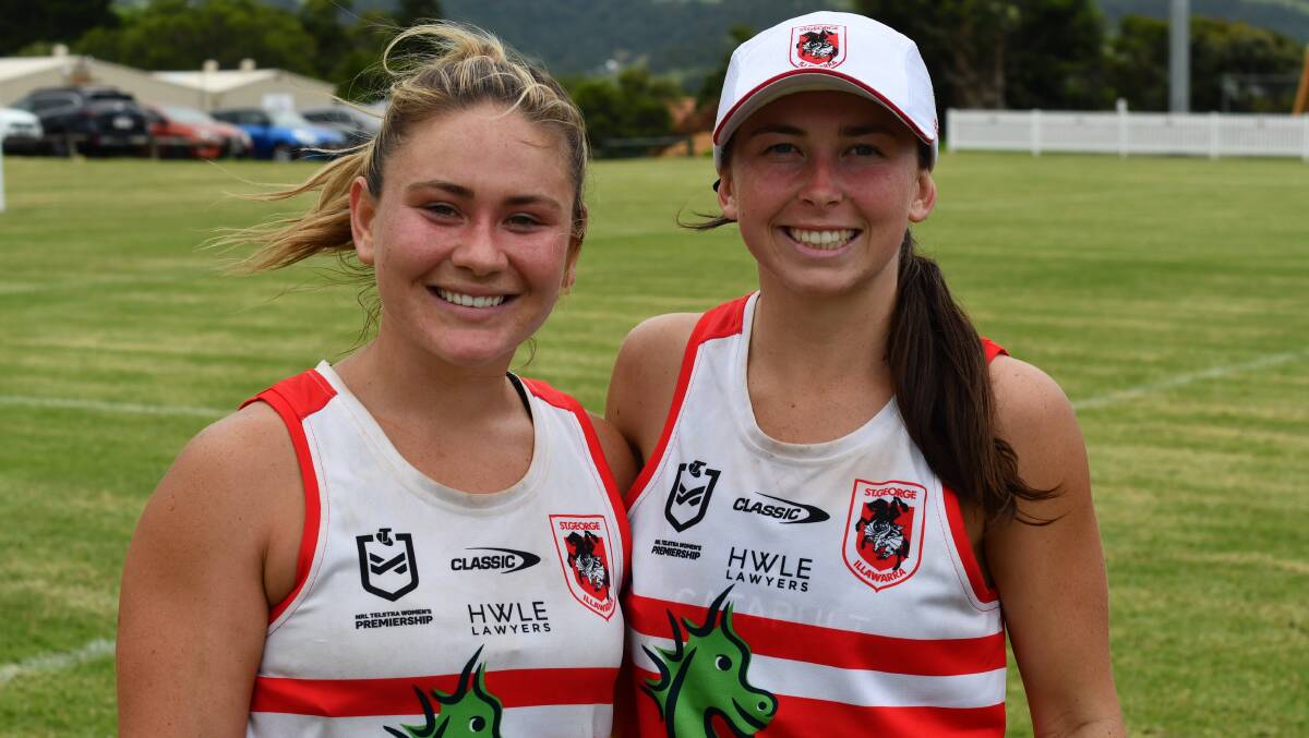 Close bond: Dragons teammates Keeley Davis (left) and Quincy Dodd. Picture: Dragons Media