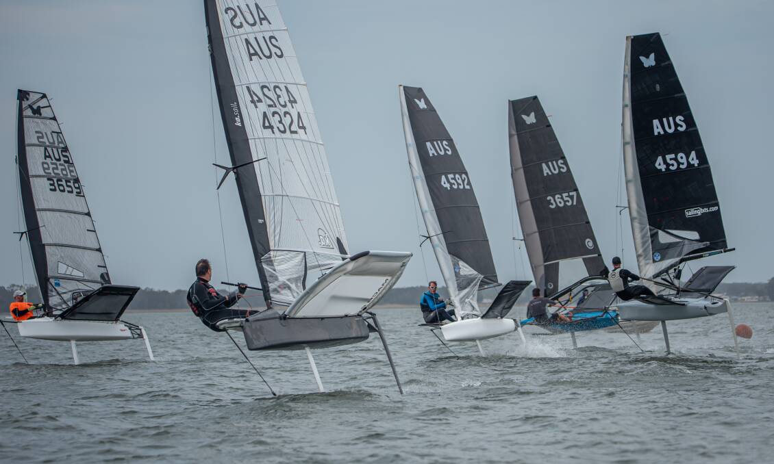 Gathering speed: Lake Illawarra will host some of the world's best sailors at this weekend's NSW Moth Sailing Championships. Picture: Sue Souter.