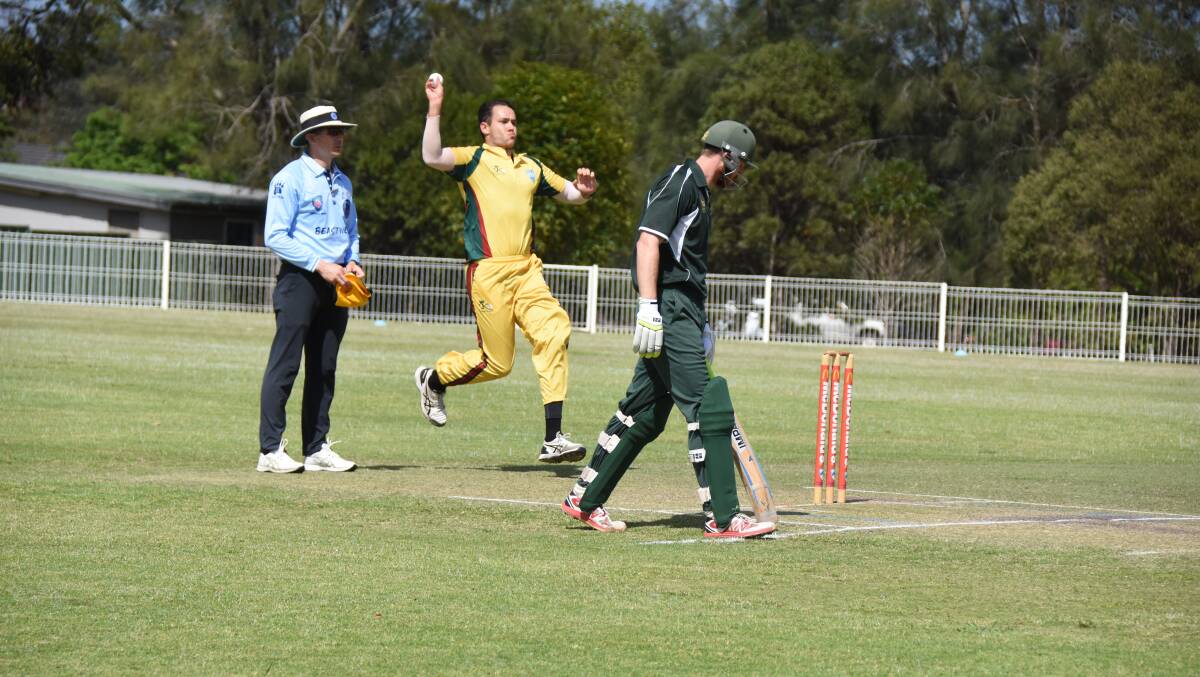 Leading the charge: Greater Illawarra Zone bowler Rhys Voysey in action during the win over Newcastle on Saturday. Picture: Damian McGill. 