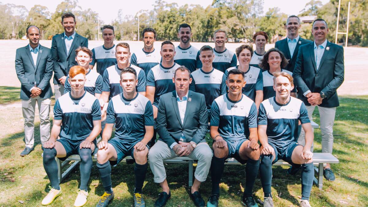 Touring party: The University of Wollongong football team ahead of their trip to China. Picture: UOW/UniActive.