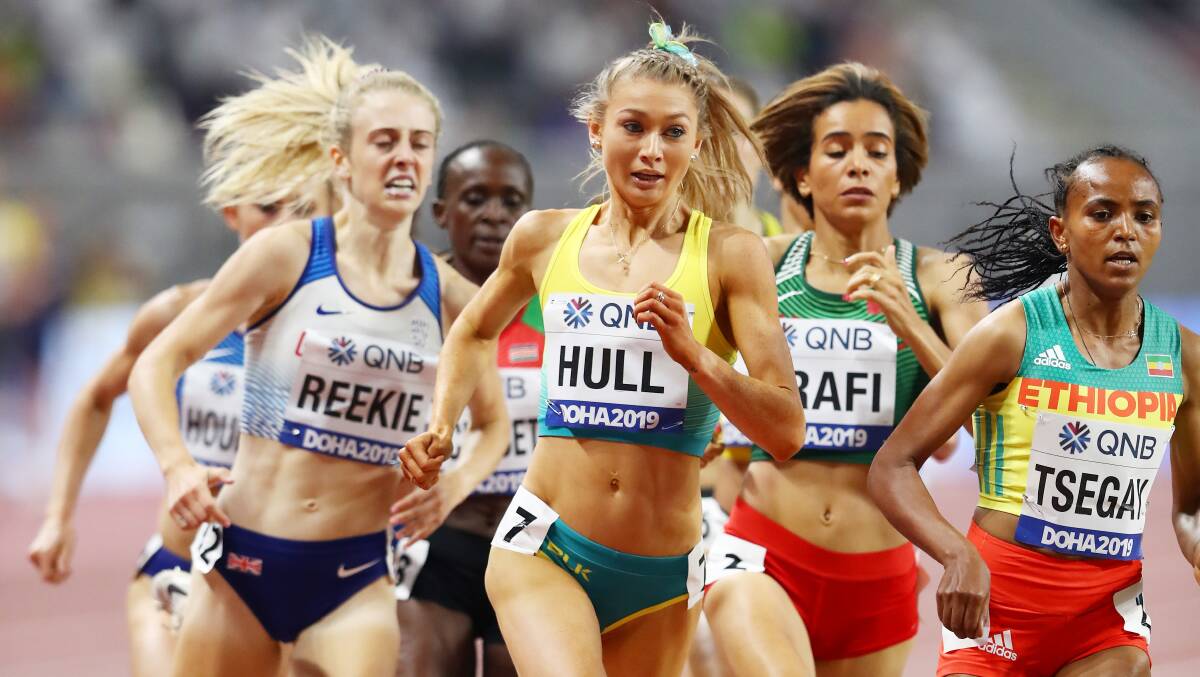 Taking on the world: Jessica Hull made her World Championships debut in Doha earlier this month. Picture: Michael Steele/Getty Images