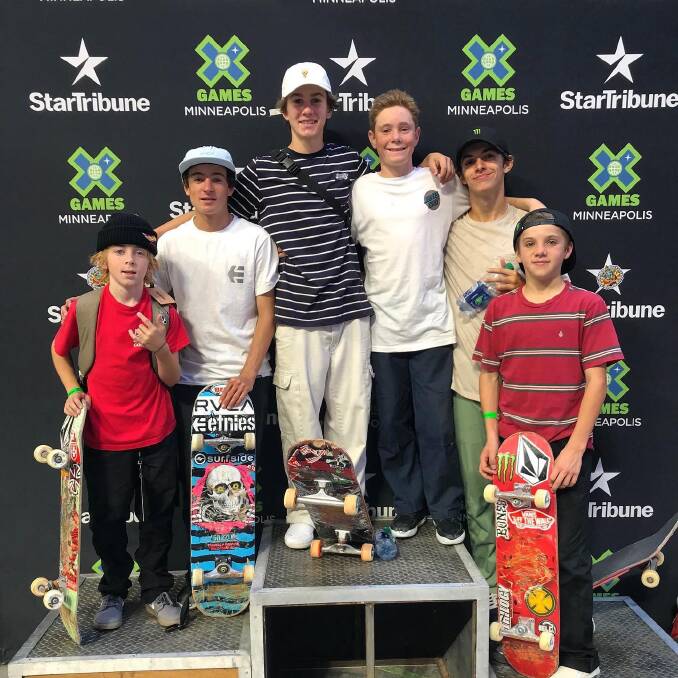 New wave: Teenager Kieran Woolley (fourth from left) at the X Games.