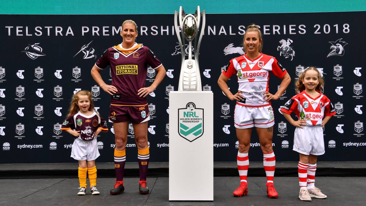 Ready for action: Dragons captain Sam Bremner and Brisbane captain Ali Brigginshaw at the NRL Women's premiership launch. Picture: NRL Photos/Nathan Hopkins.