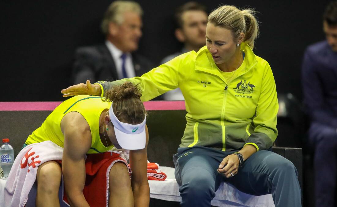 Tough day at the office: Sam Stosur was defeated by world no.210 Lesley Kerkhove on Saturday. Picture: Adam McLean.