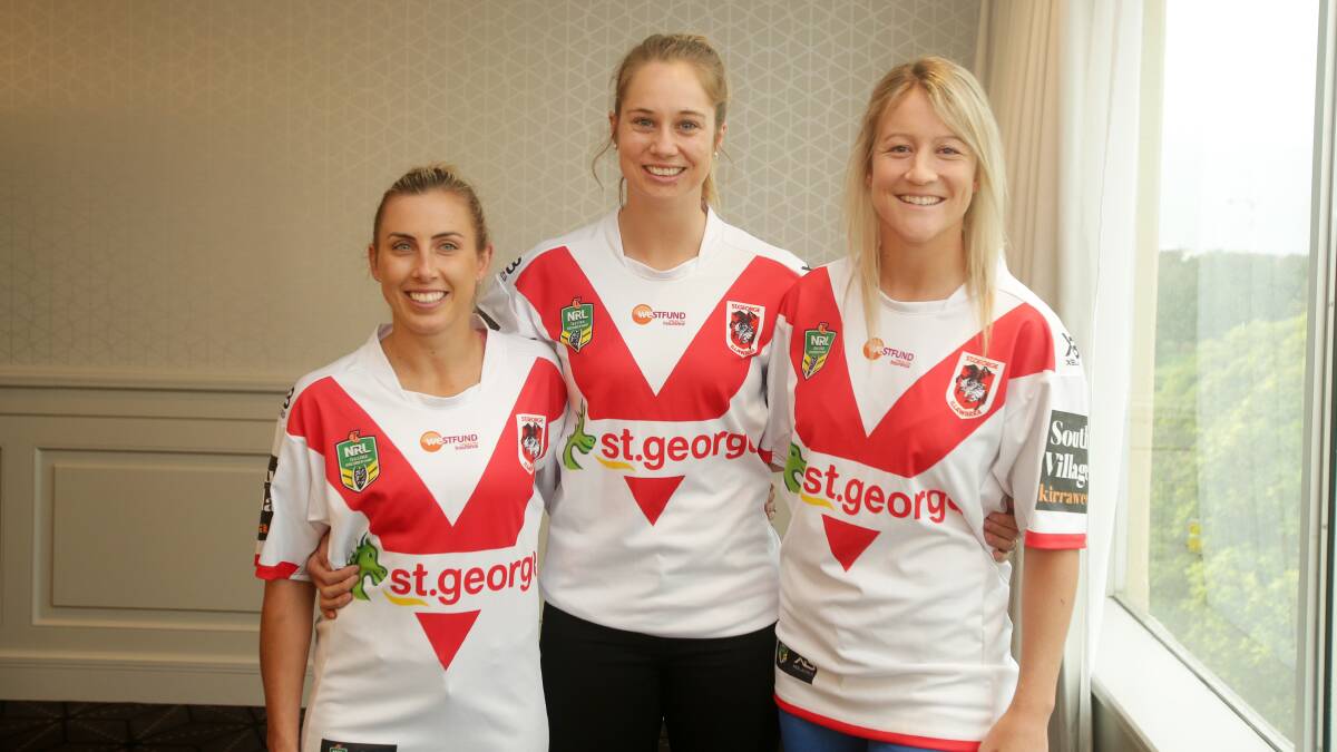 Marquee signings: St George Illawarra Dragons players (from left) Sam Bremner, Kezie Apps and Talesha Quinn. Picture: Chris Lane