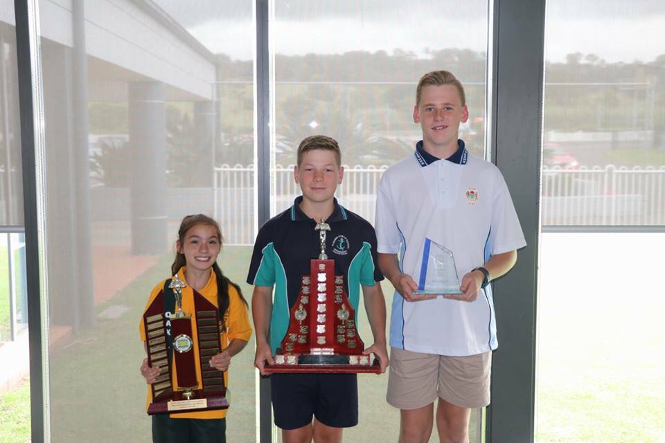 Prize winners: Charlize Colwell, Drew Langdon and Thomas Kirk.