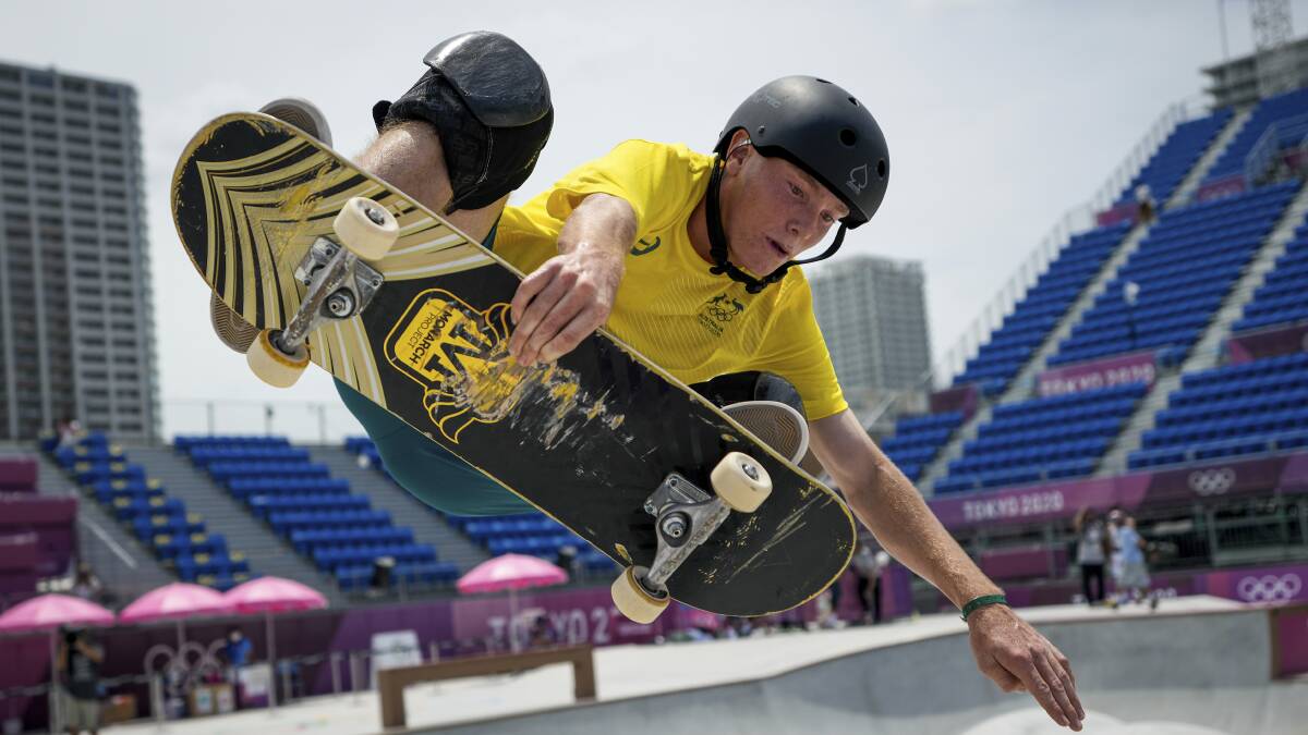 Hang time: Kieran Woolley puts the finishing touches on his Olympics preparations. Picture: Ben Curtis/AP