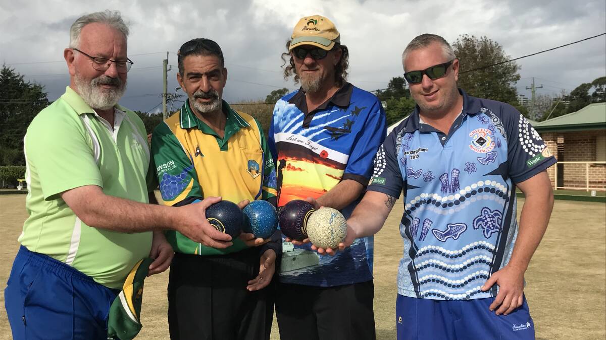 Champs: Lawson bowlers Ian Blue, Nick Darias, James Knight and Adam Favell won the Graded Fours tournament. Picture: Mike Driscoll