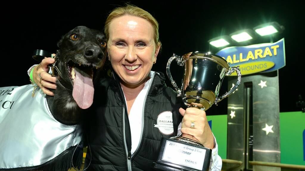 Super stud: Ballarat Cup winner Aston Dee Bee with Seona Thompson. The Group 1 winner is off to a flying start in his stud career. Picture: GRV