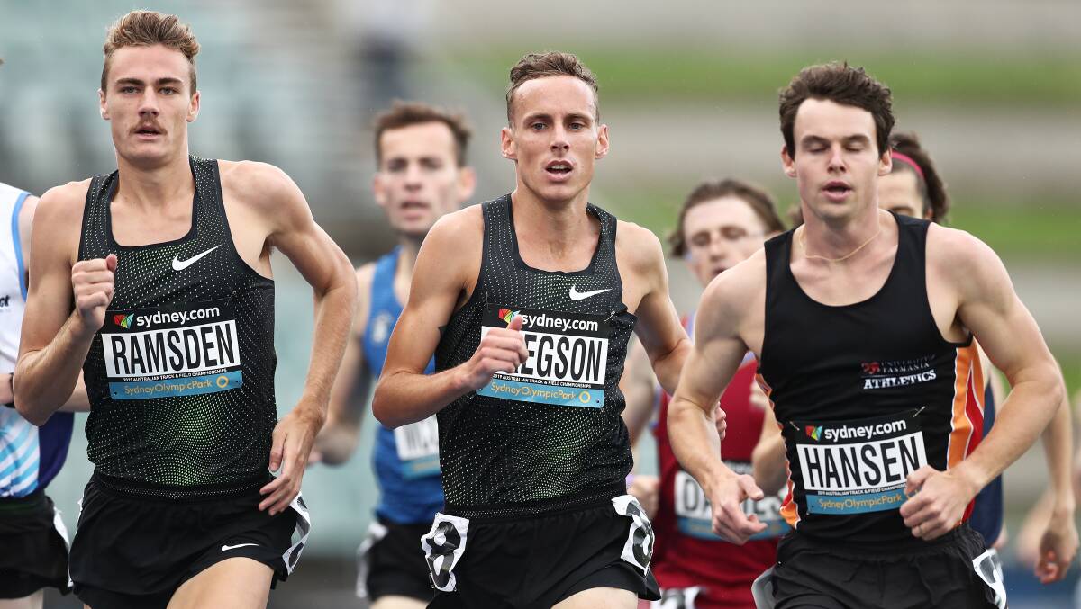 Fending off his rivals: Middle distance runner Ryan Gregson (centre). Picture: Matt King/Getty Images.