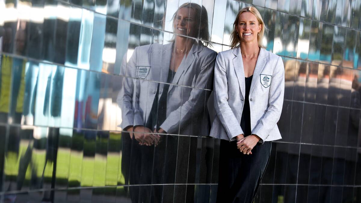 Back home: Emma McKeon returned to Wollongong for the unveiling of additions to the city's Olympians and Paralympians Wall. Picture: Adam McLean