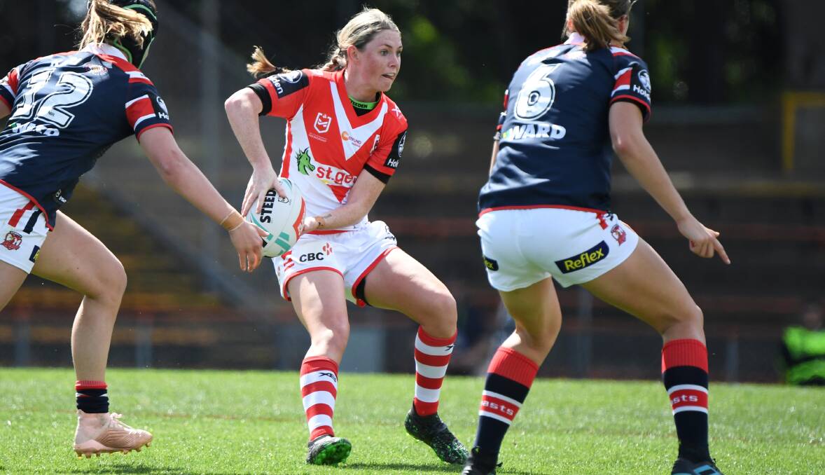 Hitting her straps: Maddie Studdon has led the Dragons to the NRLW grand final. Picture: NRL Imagery/Grant Trouville.