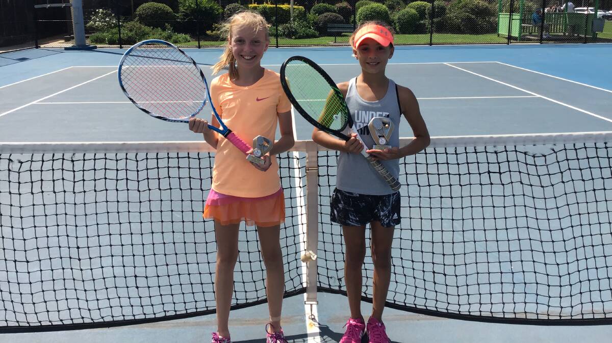 Emerging stars: Girls 12 years runner up Sian Munro (left) and winner Mariah Stefanovic. Picture: Tennis Wollongong.