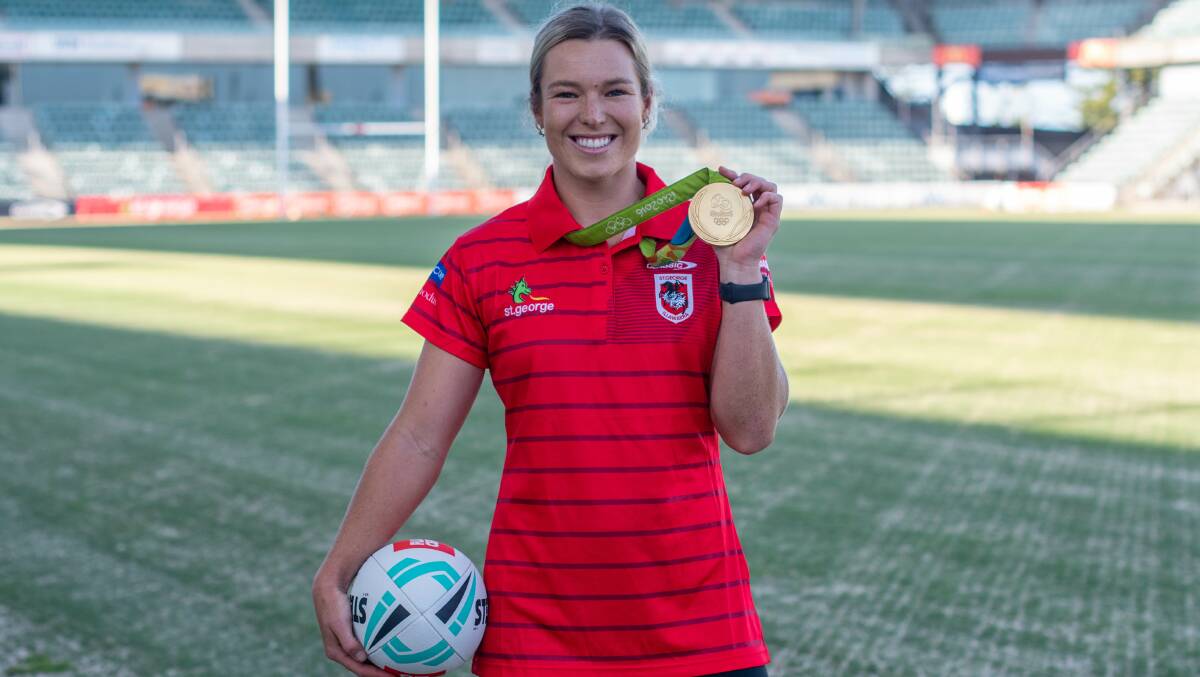 Fresh colours: Olympic gold medalist Emma Tonegato has signed with the St George Illawarra Dragons. Picture: Dragons Media