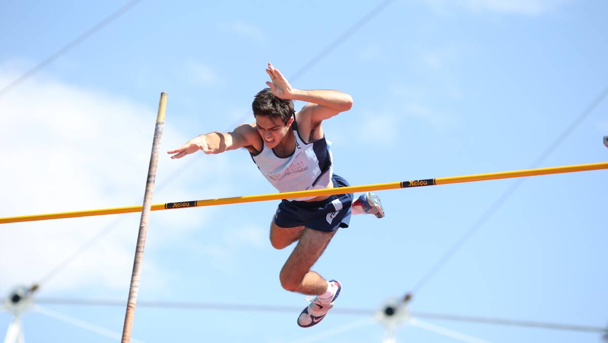 Clearance: James Gorham clears the bar at the Australian Championships. Picture: Supplied. 