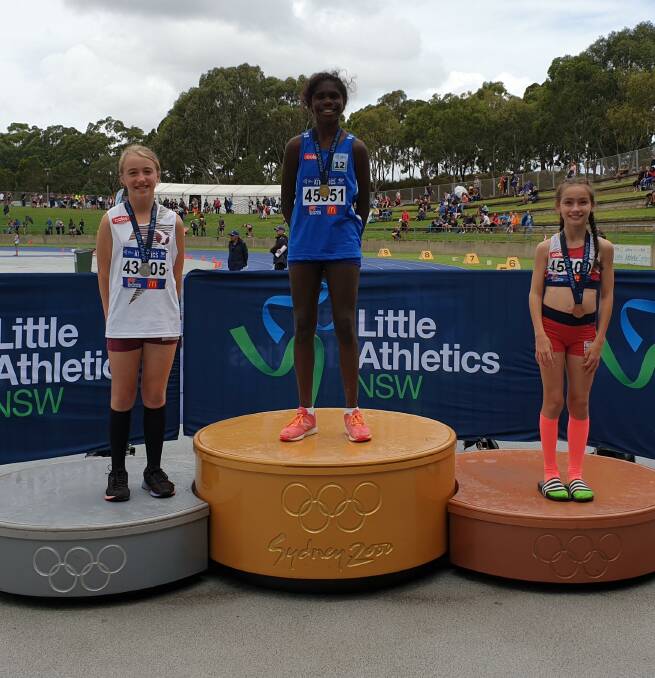 State medalists: Lake Illawarra's Telaya Blacksmith (centre) and Albion Park's Charlize Colwell (right). Picture: Crystal Woll.