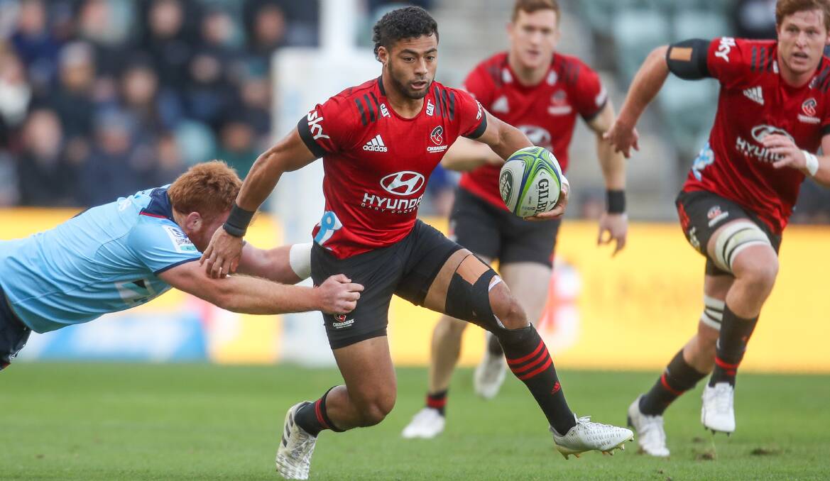 Attacking threat: Crusaders five-eighth Richie Mo'unga led his side to a convincing victory on Saturday. Picture: Adam McLean