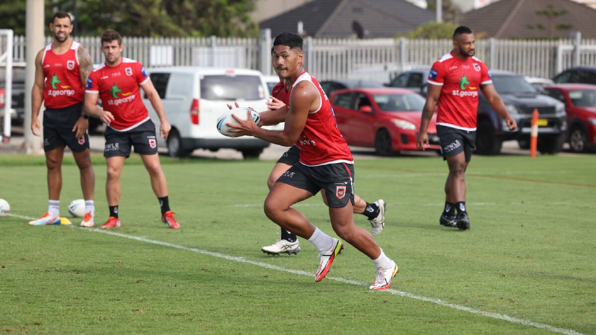 Focused: Talatau Amone has been tipped to benefit from time away from the St George Illawarra starting lineup. Picture: Dragons Media