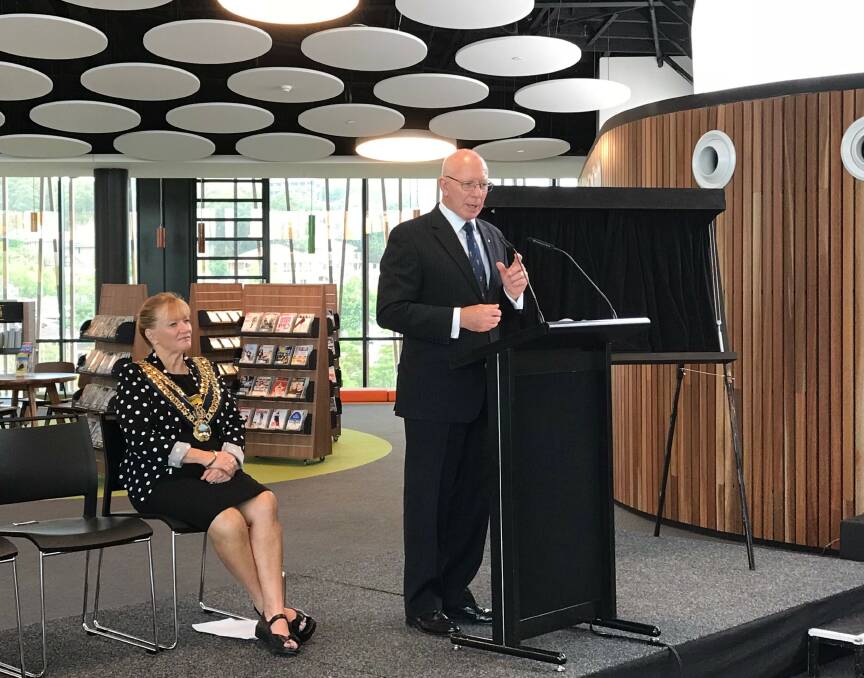NSW Governor General David Hurley speaking at the official opening on Saturday. Picture: Shellharbour City Council.