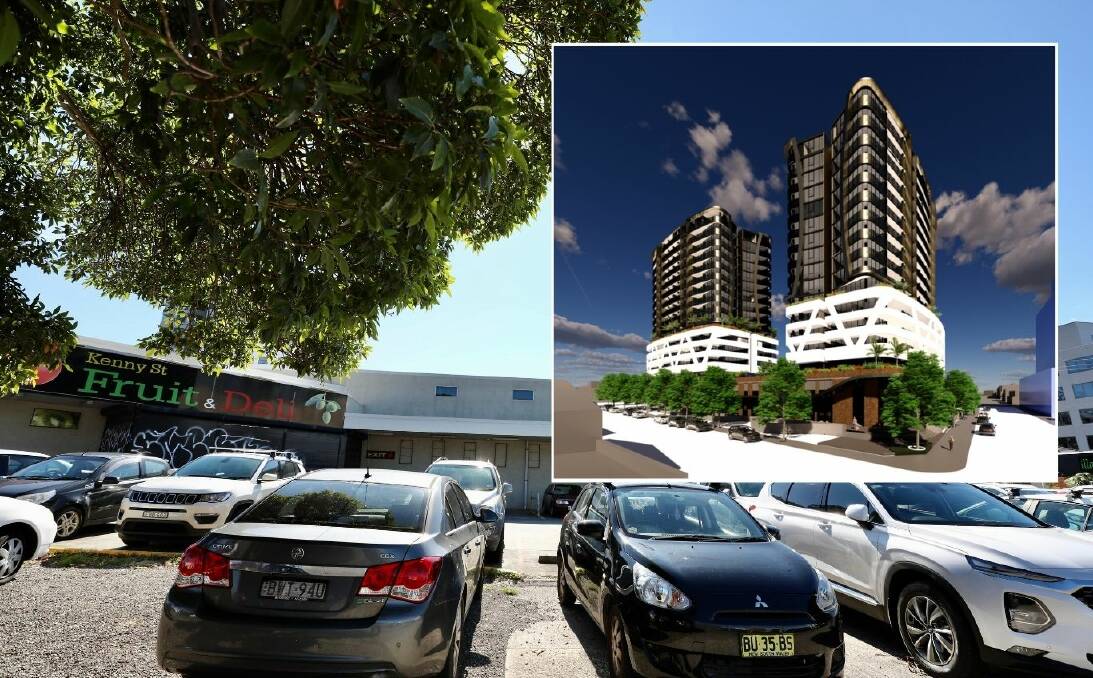Development site: The new $77 million plans are the second in the past four years to emerge for the block between Atchison, Ellen and Kenny Streets in southern Wollongong. 