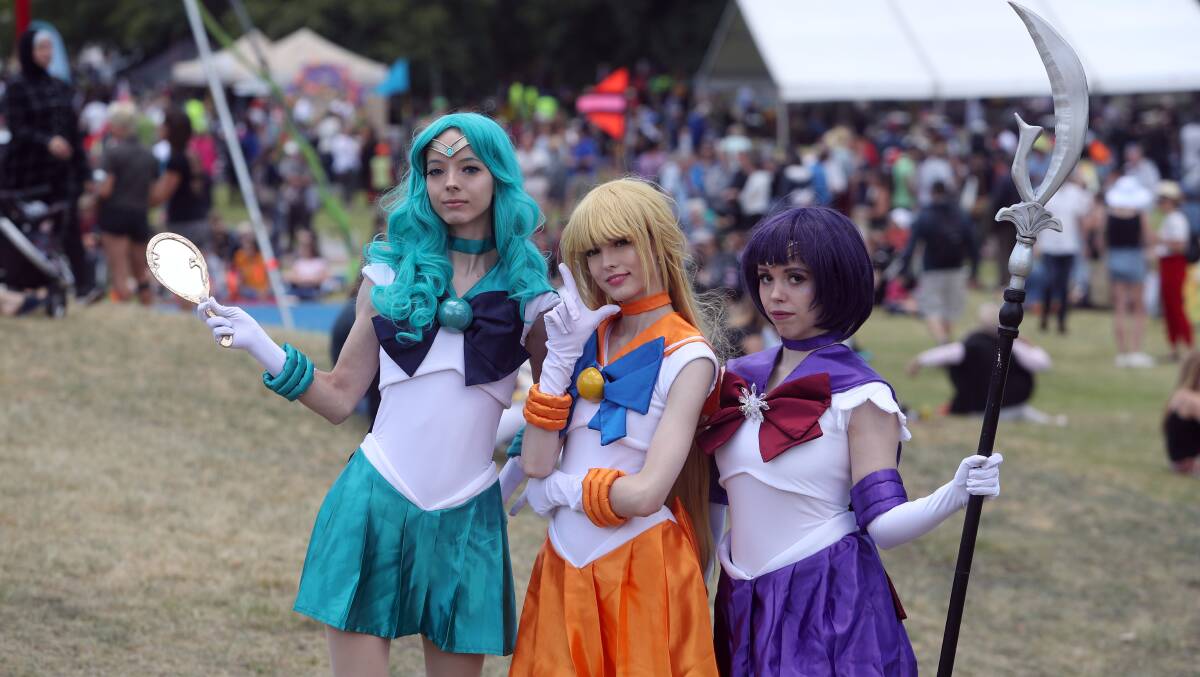 Cos play: Sian Webster as Sailor Neptune, Paige Webster as Sailor Venus and Gabryel Katte as Sailor Saturn.