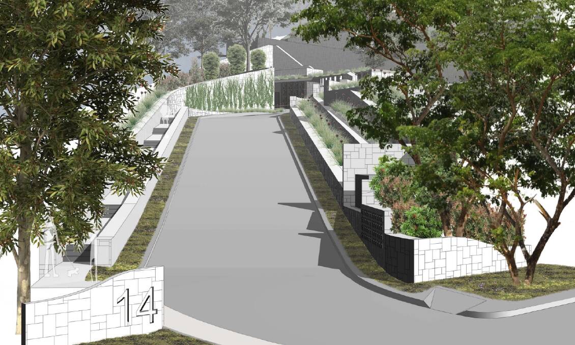 A view of the steep entry to the site, included in the plans from developers, Surewin Parkview.