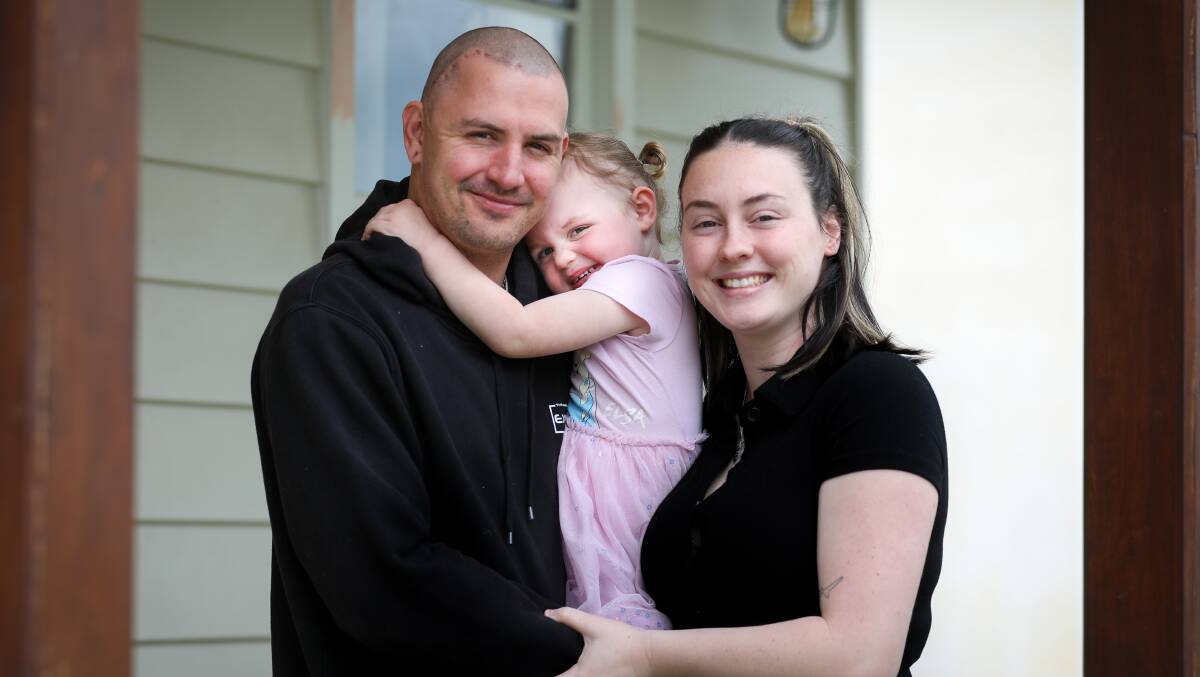 Jacob and Maddi with daughter Lulu, pictured last year after Jacob's surgery. Picture by Adam McLean