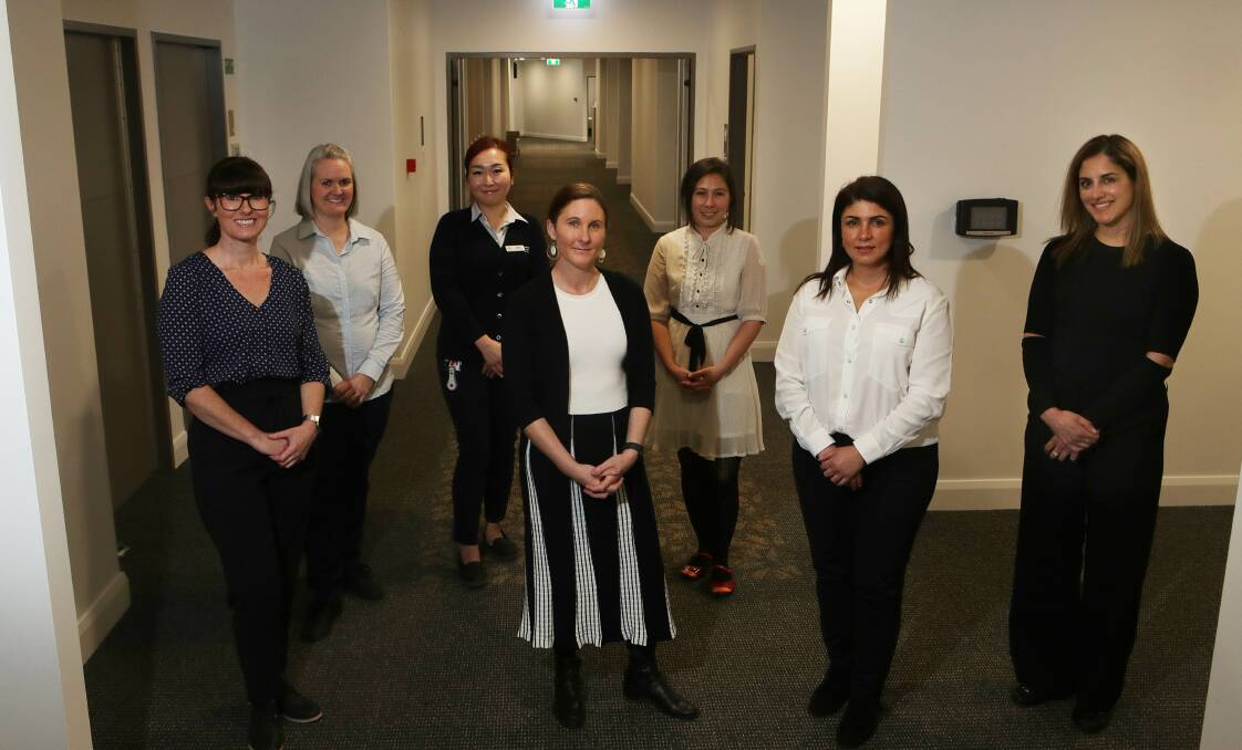 The team: Nursing Unit Manager Melissa Dyson, registered nurses Nicole Cidral and Patricia So, Director of Clinical Services Leona Doherty, psychiatrist Dr Jacqui Kaelle, allied health manager Merrylord Harb and psychiatrist Dr Karen Williams.