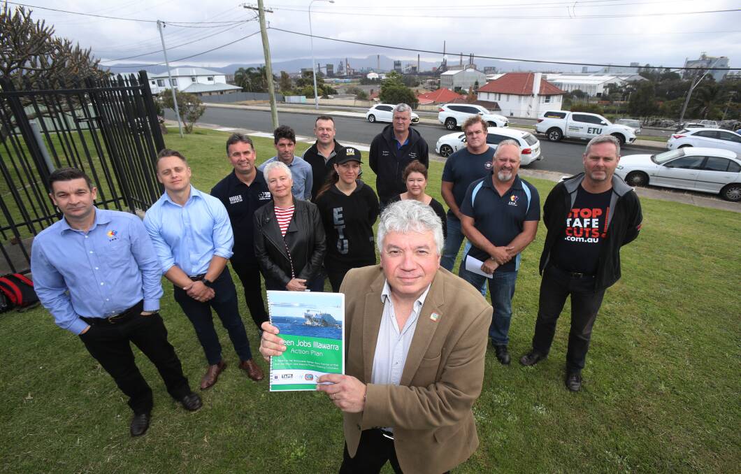 Action now: Illawarra unions have joined together to ensure renewable jobs are created in the region as the country grapples with climate change. Picture: Robert Peet.