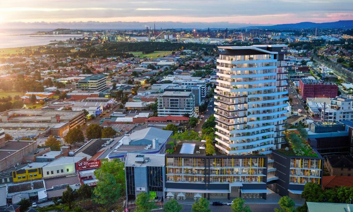 Towering over town: Apartments in the 18-storey residential and commercial building will go on sale soon. Picture: supplied by Colliers International.