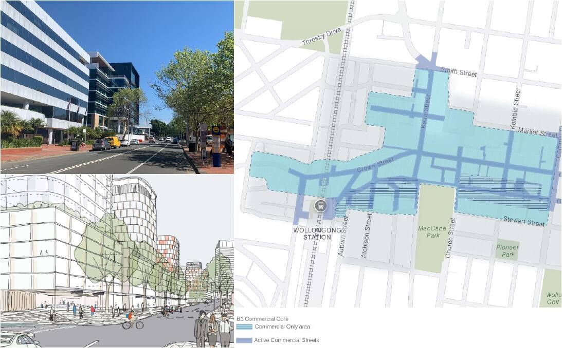 No new housing: The dark blue lined area along Burelli Street will become a commercial only zone, with no new housing developments permitted, under a council strategy set to be adopted next week.
