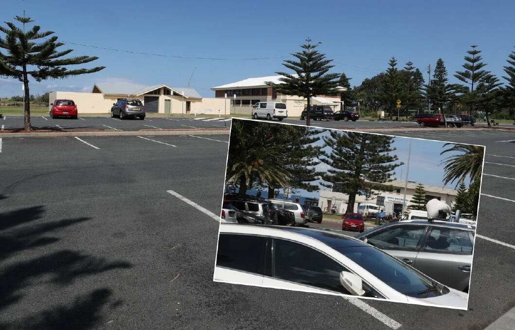 The car parks at North Wollongong and Fairy Meadow Beach are less than 1km apart, and can be linked by the free shuttle in mere minutes, but one is always packed while the other rarely fills up. Pictures: Robert Peet.