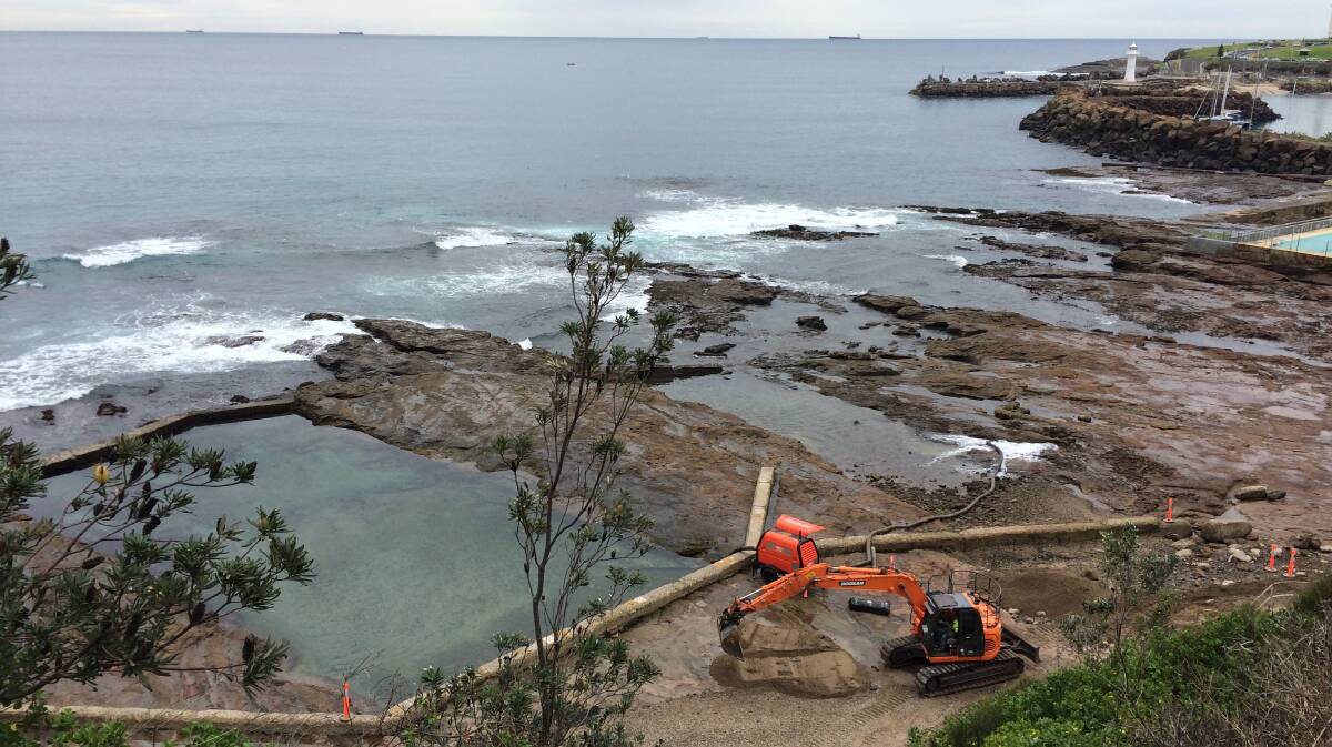 Contractors begin work at the North Wollongong sea pool. Picture: Adam McLean.