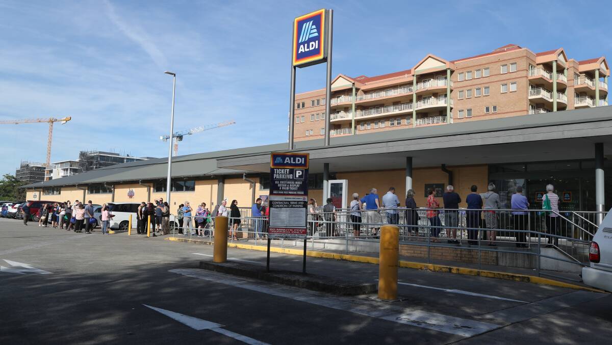 Still waiting: Queues at supermarkets are continuing as difficulties in the supply chain make it difficult for retailers to keep up with increased demand. Picture: Robert Peet.