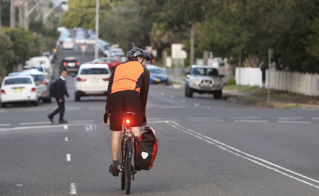 Trial cycleways: Smith Street will become a one-way route for cars between Keira Street and Harbour Street to make space for a dedicated cycleway linking the harbour with the rail line bike path. Picture: Adam McLean.