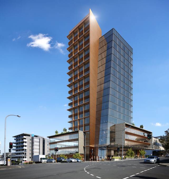 Design statement: An artist's impression of the five-star hotel recently approved for western Crown Street. Picture: Design Workshop Australia.