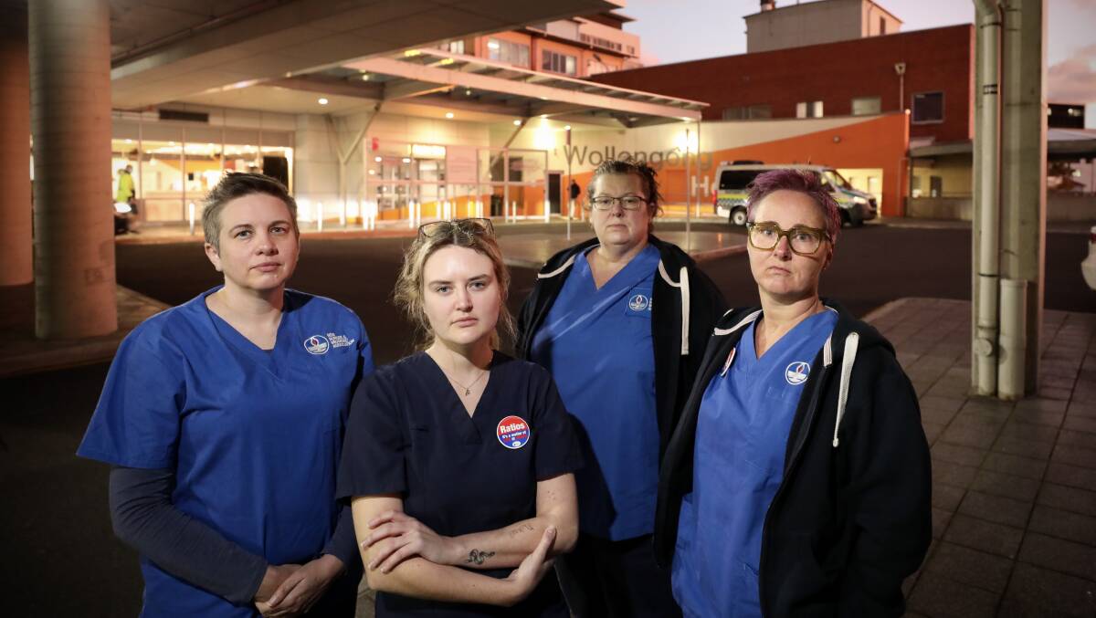 Wollongong Hopsital NSW Nurses and Midwives Association officials said members are exhausted and do not believe the government's plan will fix the staffing situation. Picture: Adam McLean.
