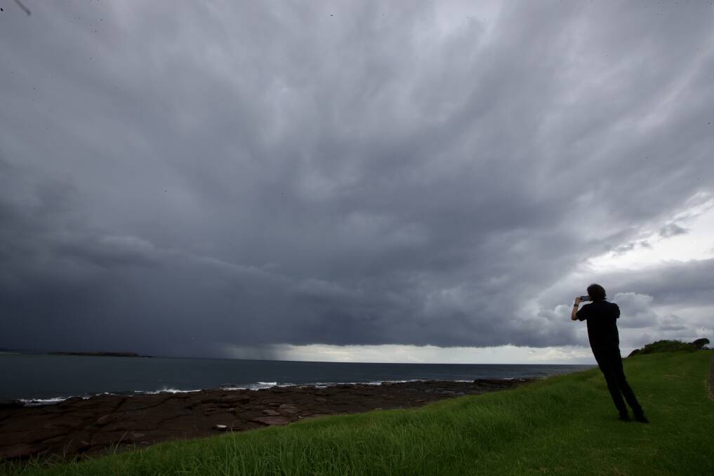 Storm warning: Dark skies at Barrack Point on Saturday morning. Picture: Sylvia Liber.
