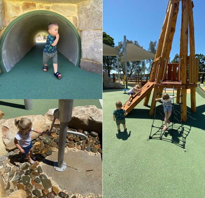 All ages: Helenburgh mother Kayla Price says her kids, Scarlett, Willow and Hunter, can all find something to excite them at the new playground. Pictures: Supplied. 