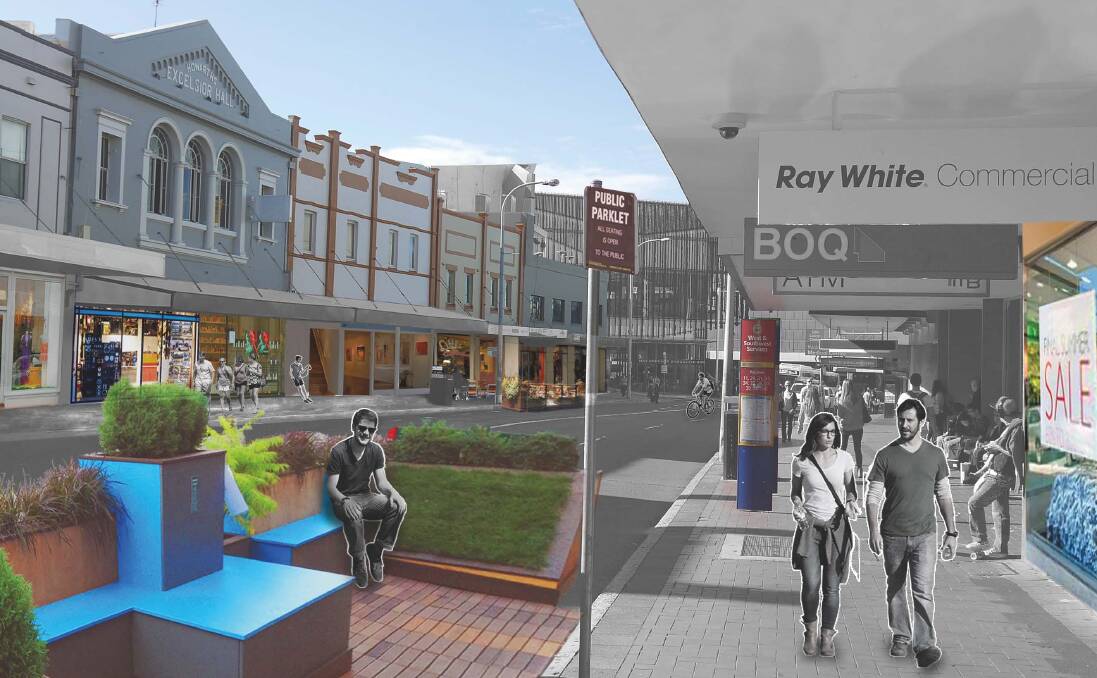 A new lease on life: Western Crown Street will be targeted under the council's Public Spaces Public Life strategy, which will be open for public comment from Saturday. Picture: McGregor Coxall and Wollongong City council