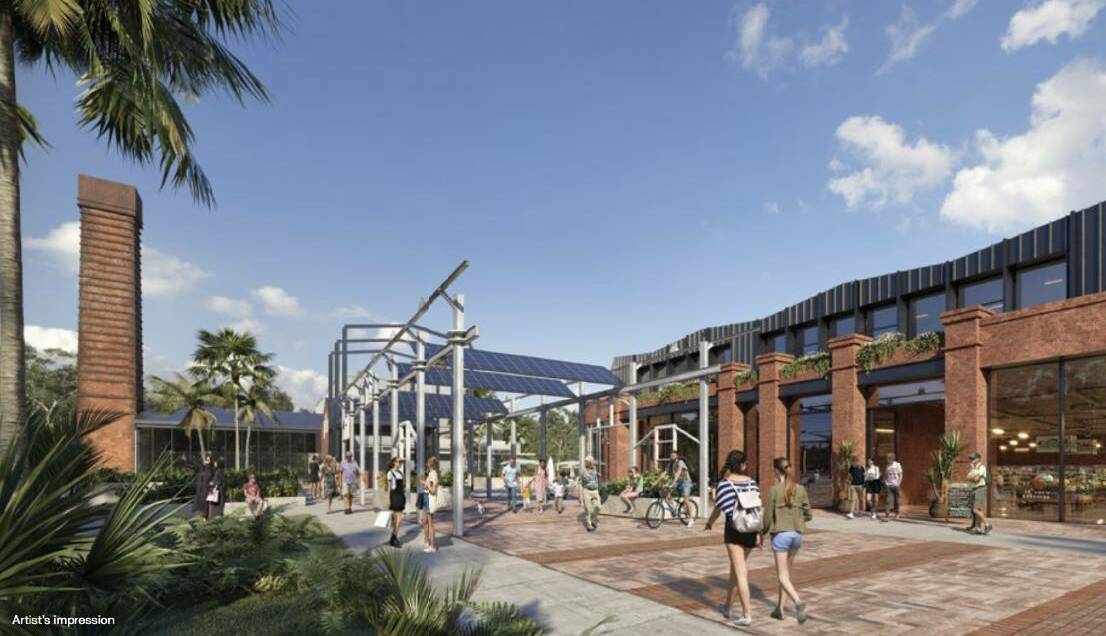 The developers' plans - which may now be changed - include a heritage plaza next to Corrimal station which retain and repurpose the 1912 chimney and powerhouse building. Picture: Supplied.