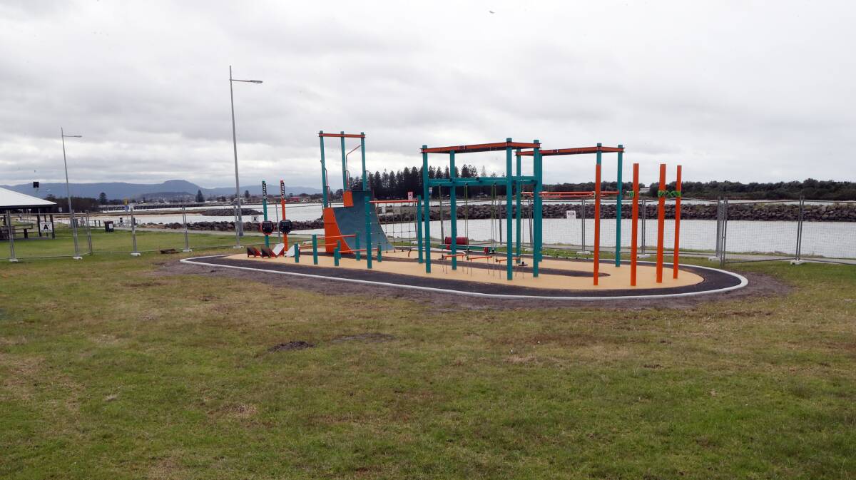 Calling all ninjas: The new Shellhabour council fitness equipment is part of a major overhaul for Reddall Reserve. Picture: Robert Peet.