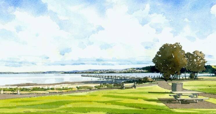 Changing landscapes: The view from Kanahooka across Lake Illawarra to the hills at Tallawarra, where the North Shore precinct will be located.