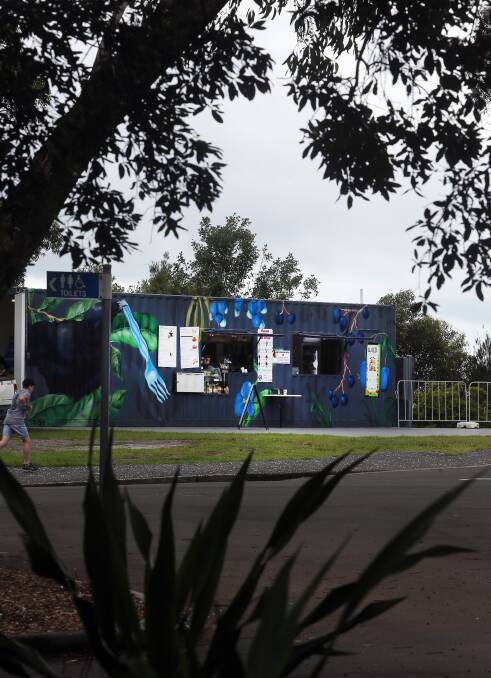Tourists wanted: The new shipping container cafe at Mount Keira Summit Park is a temporary measure until a more permanent food outlet can be built. Picture: Robert Peet.