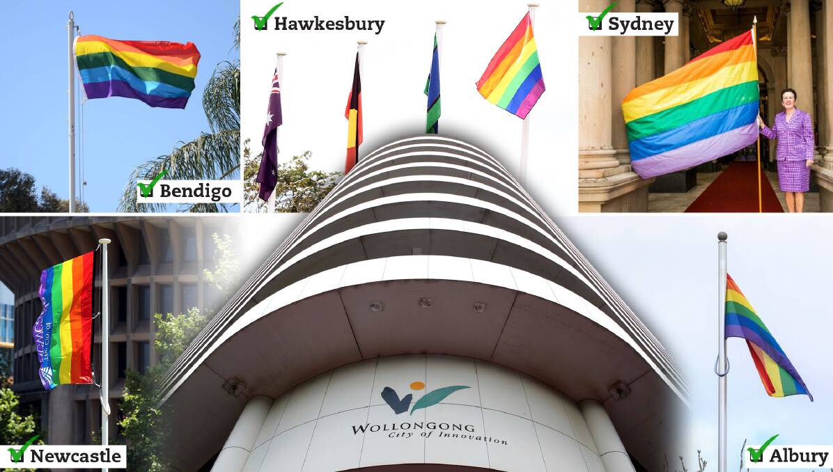 Raising the issue: Councillors will debate whether to join other cities and hoist a rainbow flag at Wollongong's Burelli Street headquarters.