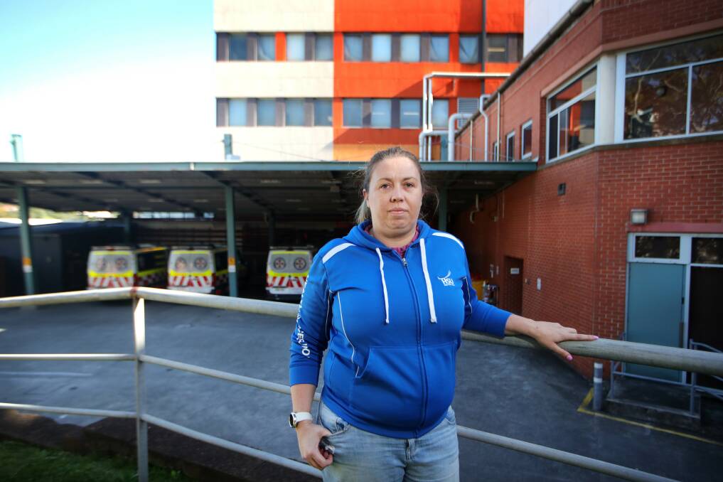 Too common: Health Services Union delegate and paramedic Tess Oxley says systemic problems leave no beds left in emergency on busy nights. Picture: Sylvia Liber. 