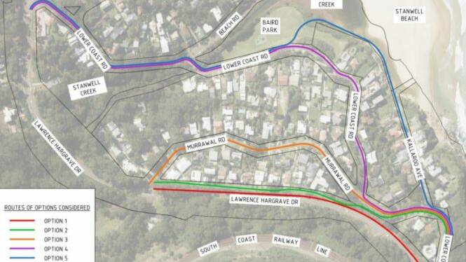 The council's preferred option is Option 3, in orange. Picture: Wollongong City Council.