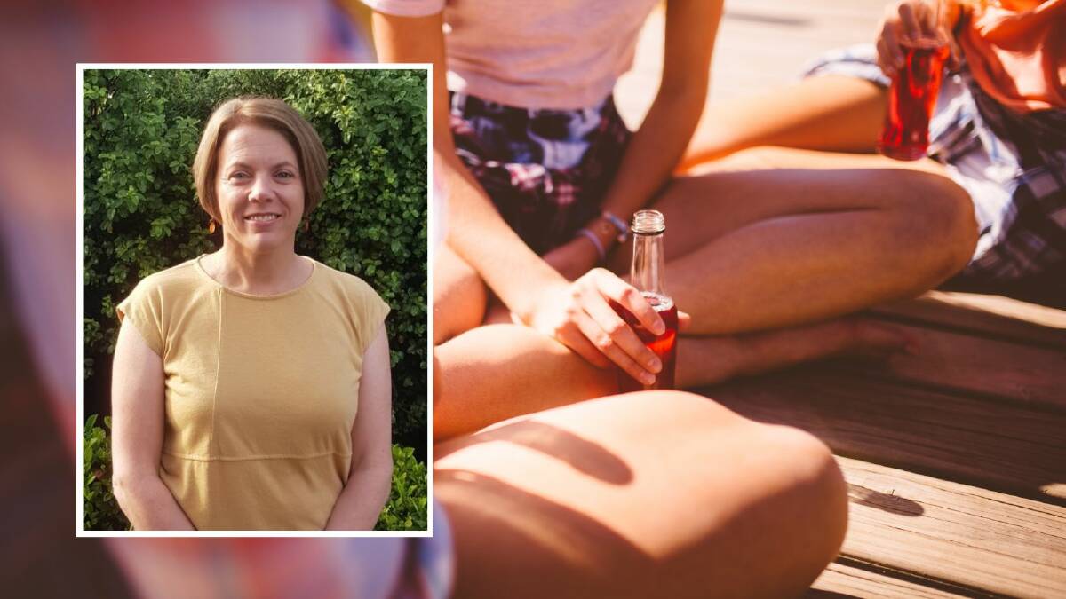 Wollongong mum Danika Hall, inset (picture supplied), and a file photo of young women with an alcoholic drunk. 
